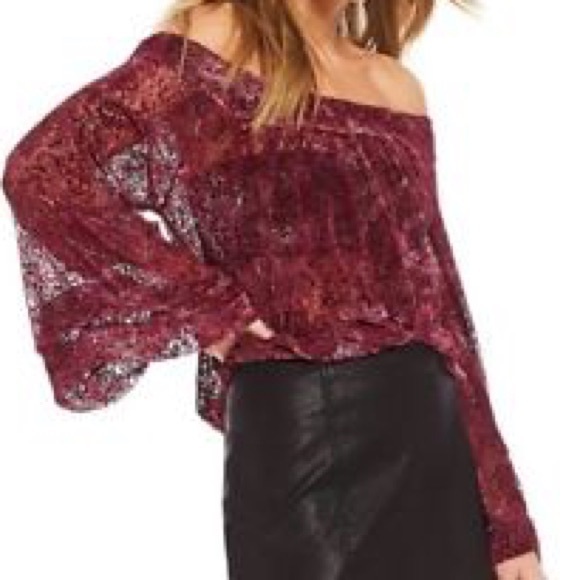 Free People OTS velvet lace top - Picture 5 of 8